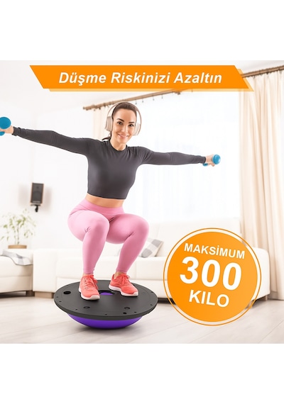 Evapera Yeni Nesil Modern Uluslararası Standartlarda Denge Mobilite Pilates Bosu Ball Aleti Topu 58cm Mor