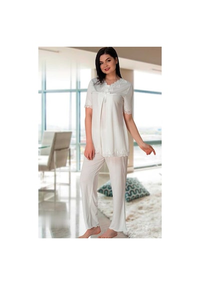 Effort Pijama Kadın Ekru Lohusa Pijama Takımı 5032e Ekru