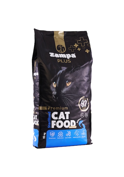 Zampa Plus Kısırlaştırılmış Kediler İçin Somon Etli Premium Kuru Mama 15 KG