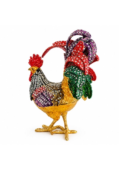 Kristal Taşlı Horoz Biblo Battal Boy 19x15 Cm Dekoratif Masaüstü Süsü Şans, Bereket Ve Güç Sembolü Hediyelik Ev & Ofis Dekoru Siyah