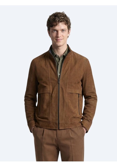 Kip Karamel Regular Fit Dik Yaka Casual Deri Mont