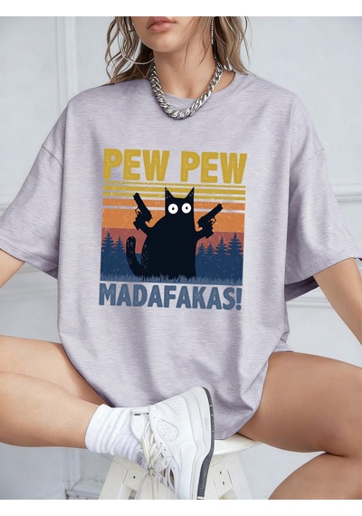 Noıssey Urban Pop Graphic Kadın Tişört Koleksiyonukod 5606 Gri