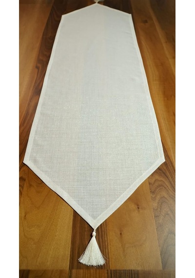 Viemso Simli Keten Runner Püsküllü, Kırık Beyaz, 45x150cm Sku: Smg8690010191106 30 x 50
