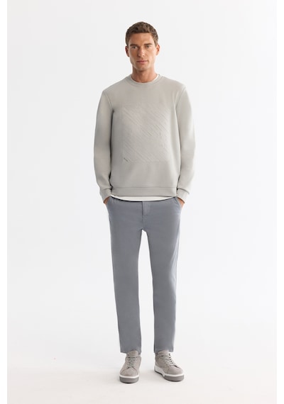 Avva Erkek Gri Bisiklet Yaka Pamuklu Baskılı Elastan Regular Fit Sweatshirt A42y1243