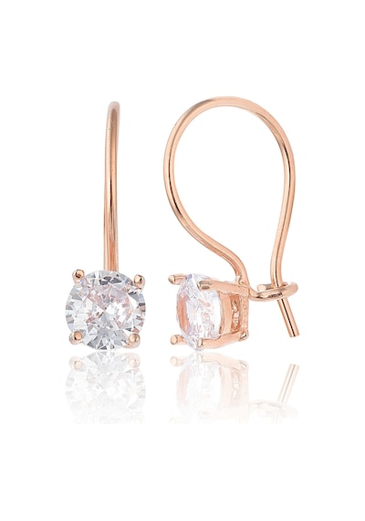 Zanaatsilver 925 Ayar Gümüş Rose Kaplama Tektaş Mengeç Küpe