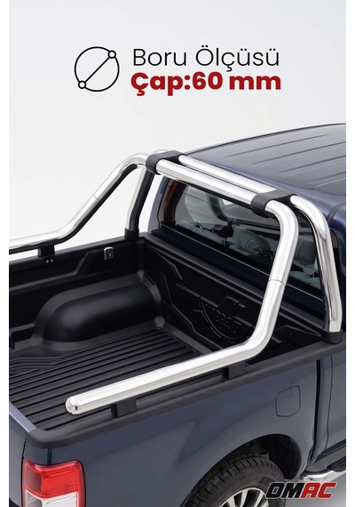 Ford Ranger 2011-2022 Uyumlu Araca Özel Kobra Ø60mm Rollbar Krom