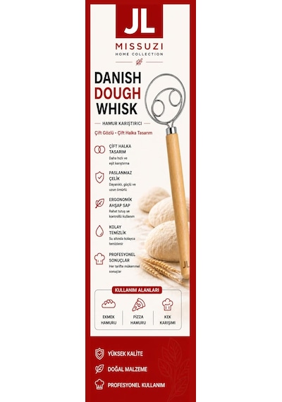 Jl Missuzi Home Collection - Danish Dough Whisk Hamur Karıştırıcı Diğer