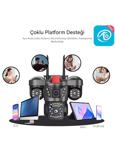 O-kam 5011 128gb 9mp 3 Lensli Akıllı Güvenlik Kamerası Wifi Gece Görüş Sesli Kişi Takibi