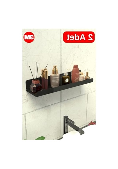 2 Adet Siyah Çok Amaçlı Banyo Düzenleyici Raf, Yapışkanlı Aahşap