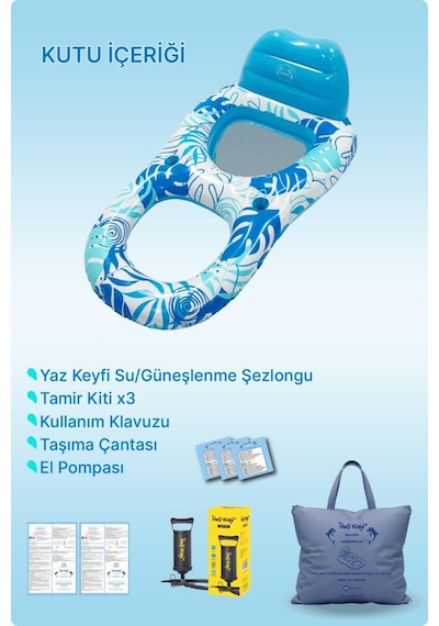 Heykida Şişme Havuz & Deniz Güneşlenme Şezlongu + Manuel Şişirme Pompası 152 91 62 Cm Çok Renkli