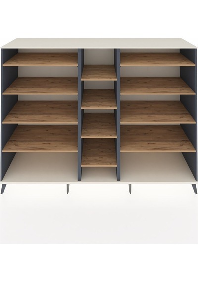 Kronos Dolap 11 Raflı 220x59x163 Antrasit-aytaşı/çam Aytası/atlas Çam - Antrasıt