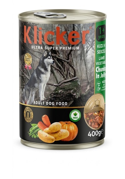 Klicker Kuzulu Sebzeli Pate Köpek Konserve 400 Gr