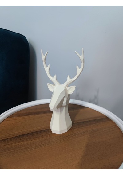 Geyik Figürlü Modern Dekoratif Hediyelik Biblo Kemik Beyazı 22cm Gizzstore Home