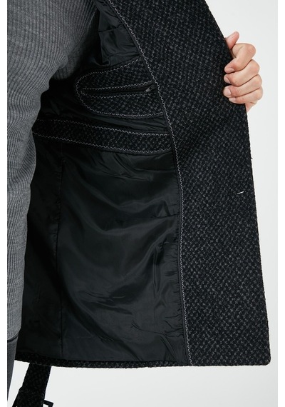 Buratti Slim Fit Cepli Pamuklu Kaşe Erkek Kaban 5841015 Antrasit Noktalı