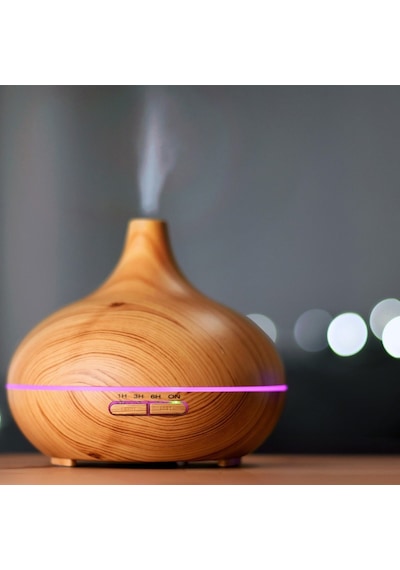 Robeve 550 ml Otomatik Hava Nemlendirici Buhar Makinesi Oda Nemlendirici Aroma Difüzör - Açık Kahverengi