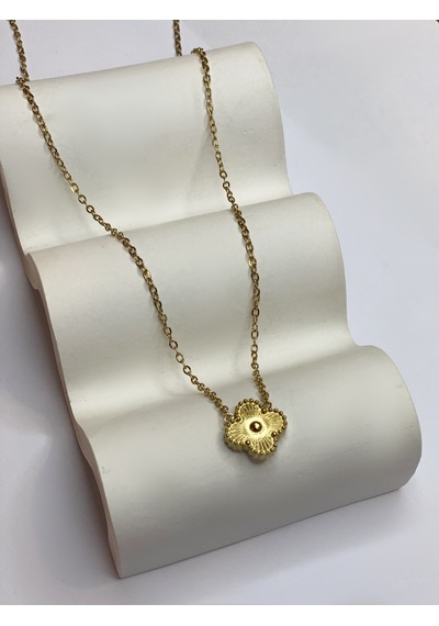Kadın Minimal Yonca Model Çelik Kolye Gold