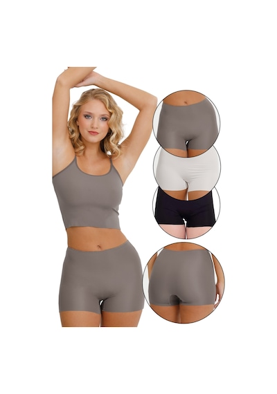 Sensu Lazer Kesim Yüksek Bel Şort 3'lü Set Model-2 Bordo