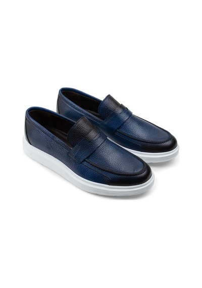 Deery Hakiki Deri Mavi Comfort Erkek Loafer Mavi (548641236) Mavi