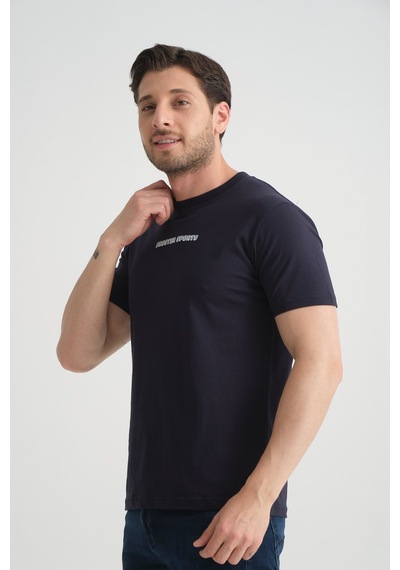 Shooter Sportwear Shooter Erkek Bisiklet Yaka Tişört Premium Pamuklu Yüksek Kalite Regular Fit Lacivert