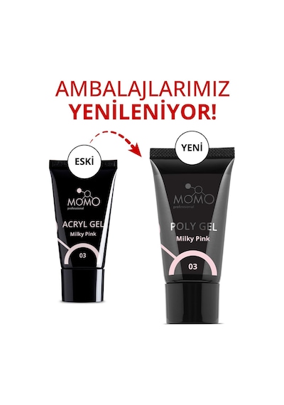 Momo Professional Protez Tırnak İçin Poly Gel Poli Jel No.03 Açık Pembe 30 Gr