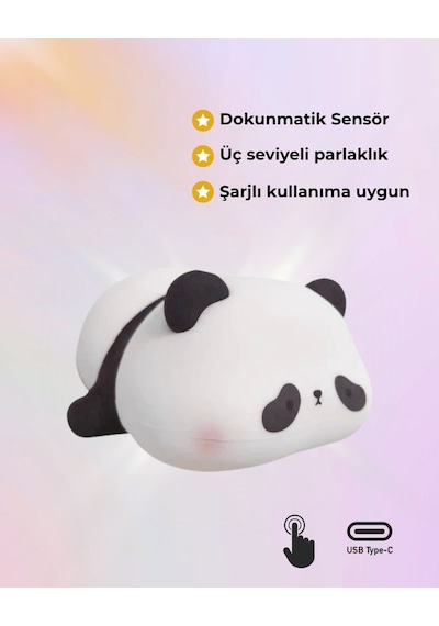 Silikon Panda Gece Lambası Sarı Işık