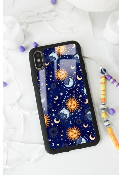 Apple Uyumlu iPhone Xs Max Ay Güneş Pijama Tasarımlı Glossy Telefon Kılıfı Çok Renkli