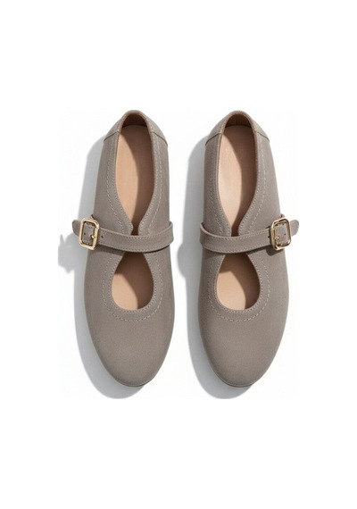Ne&ve Shoes Vizon Süet Hakiki Deri Tokalı Babet