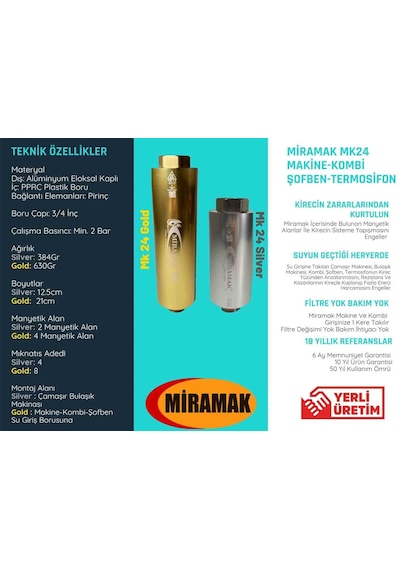 Kombi Manyetik Kireç Önleyici Mk24 Gold 3/4 İnc 60b13ca6 Model-60b13ca6