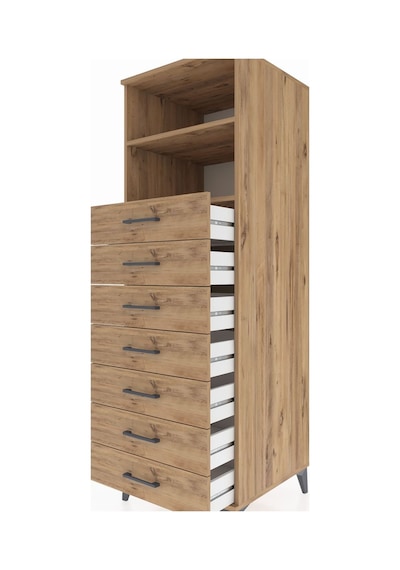 Kronos Dolap 2 Raflı 7 Çekmeceli 60x59x182 Çam-çam Çam