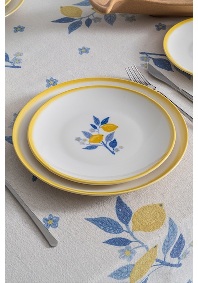 Limon Desenli 6 Kişilik 24 Parça Premium Porselen Yemek Takımı Sarı