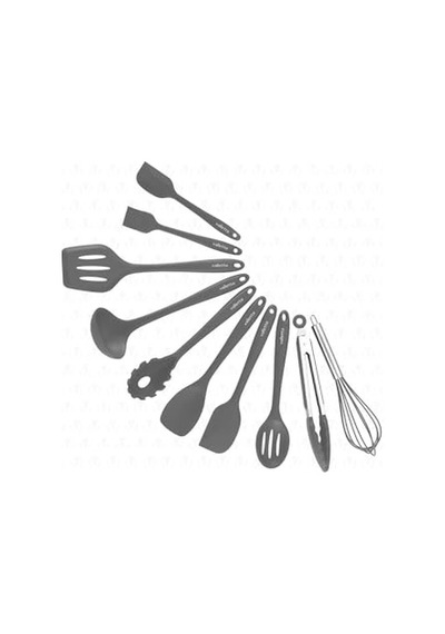 Ayrex Valletta Salvatore Isıya Dayanıklı Yanmaz Yapışmaz Silikon Spatula Seti 10 Parça Gri Vlt1118 Diğer