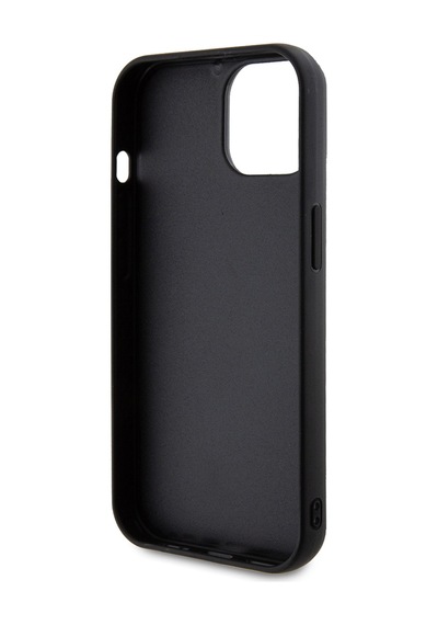 Apple Uyumlu iPhone 15 Kılıf Guess Lisanslı Pu Deri Metal Yazı Logolu Kapitone Kapak Siyah