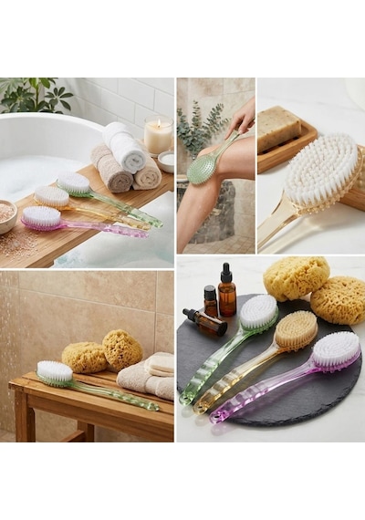 Go İthalat Plastik Saplı Vücut Temizleme Fırçası - Çok Amaçlı Sırt Ve Vücut İçin Banyo Ve Duş Kese A