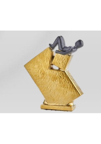Cr-1071 28 Cm Seramik Mat Gold Kübik Adam Obje Dekoratif Şık Modern Ev Aksesuarı