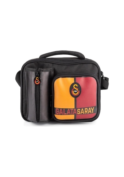 Galatasaray 2 Bölmeli Aslan Armalı Suni Deri Matara Cepli Beslenme Çantası 25554 Siyah