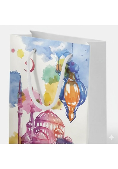 Ramazan Hediyelik Karton Çanta 26x40x8 Cm Ramazan Temalı Taşıma Çantası