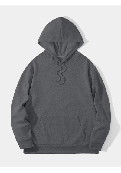 Snakewear Erkek Düz Kapüşonlu Sweat - Füme Füme