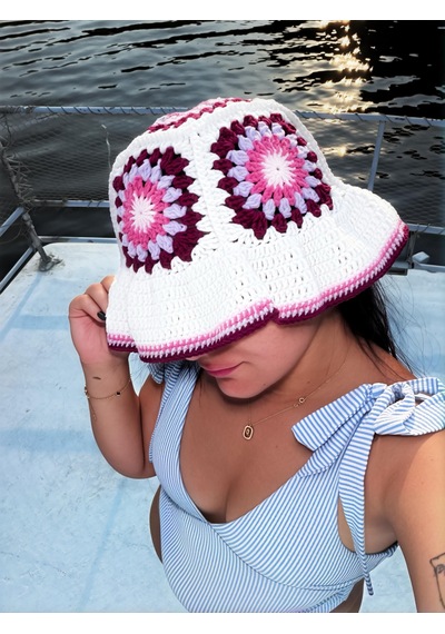 Crochet By Neslii Bloom Granny Bonnet Şapka Çok Renkli