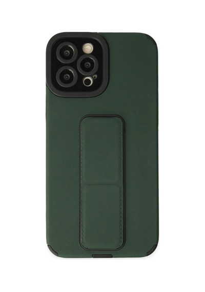 İphone 12 Pro Max Kılıf Mega Standlı Silikon - Yeşil