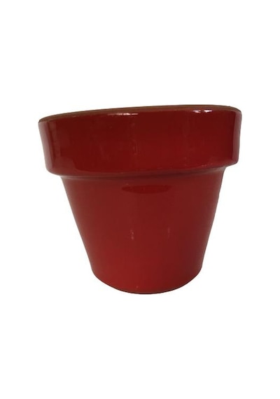 Kırmızı Renk Sırlı El Yapımı Toprak Saksı Mini Boy 9 9 Cm