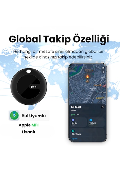 Hbb-k Hi Tag Akıllı Takip Cihazı Sadece Apple Uyumlu Uyumlu Siyah 2'li