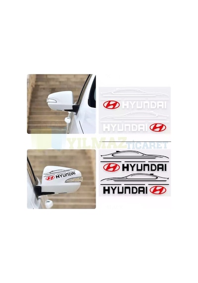 Hyundai Logo Yan Ayna Şerit Oto Sticker Yapıştırma Etiket 1 Çift