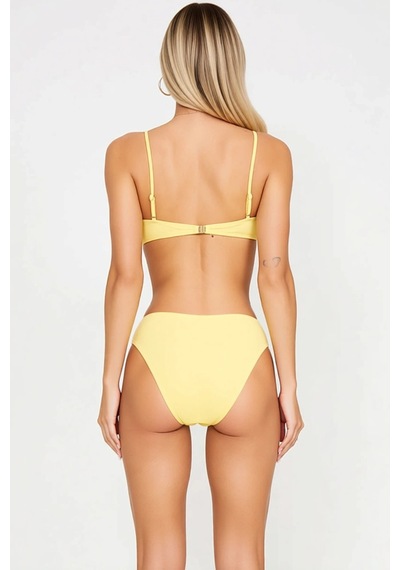 Benerly Kadın Bikini Takımı Askılı Straplez Kesim Kaplı Üst Normal Bel Sl Sarı