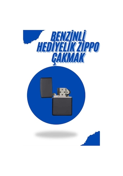 Mey İthalat Siyah Kutulu Metal Çakmak Benzinli Hediyelik Eşya