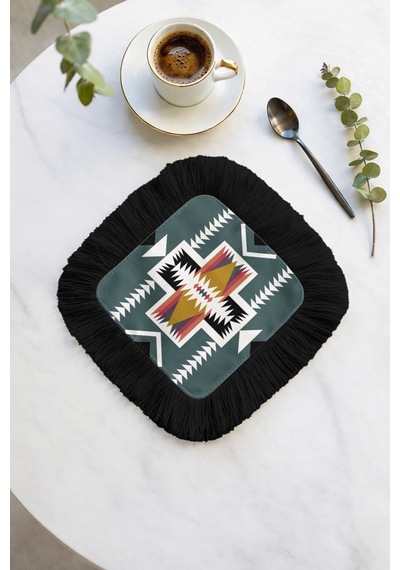Etnik Geometrik Saçaklı Sunum Kokteyl Peçetesi - Boho Şık Yeşil Siyah Bardak Altlığı Mendil Orman Petrol Mavisi Etnik Geometrik Saçaklı Sunum Kokteyl Peçetesi - Boho Şık Yeşil Siyah Bardak Altlığı Mendil Orman Petrol Mavisi