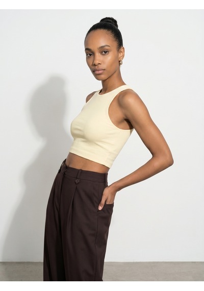 Dilvin 32941 Halter Yaka Crop Top-açık Sarı