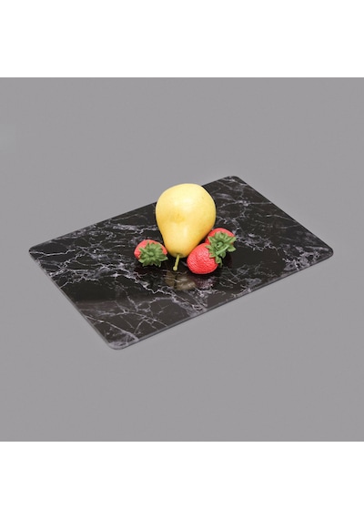 Mermer Desenli Cam Kesme Tahtası - Siyah - 20x30 Cm Çok Renkli