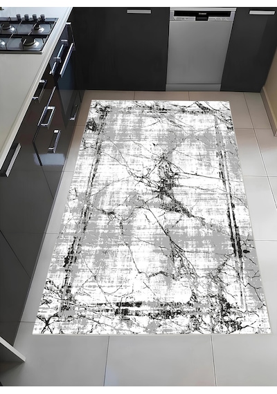 Blghome Mermer Desen Modern Halı Dekoratif Kilim Gri