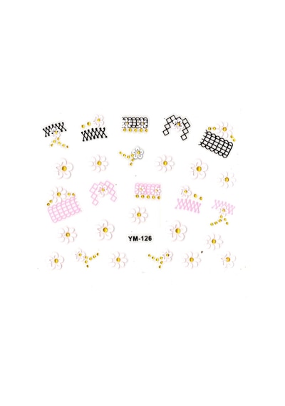 Limmy Tırnak Süsleme Sticker Nail Art Ym-126 - 6x5 Cm - Kare Desen Papatya
