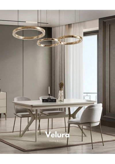 Monaco Yemek Masası + 6 Sandalye Ekru